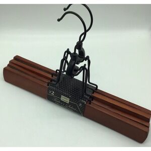 Wood Gripper Skirt Slack Hanger Set Of 2 NOS